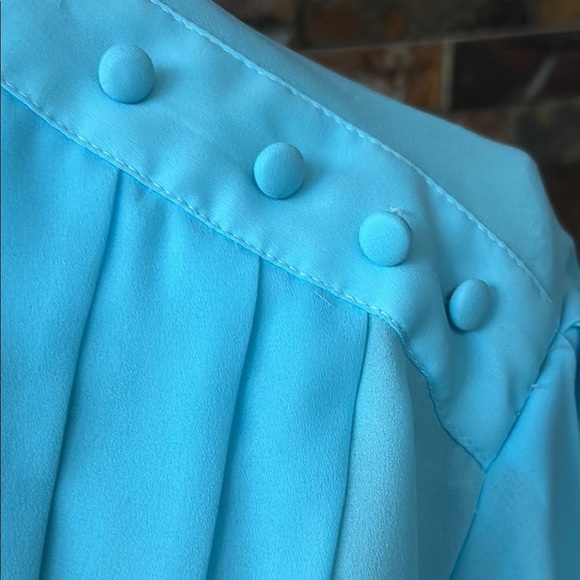 Elegant Vintage Blue Women's Pleated Top Lyn Diana - Picture 2 of 5